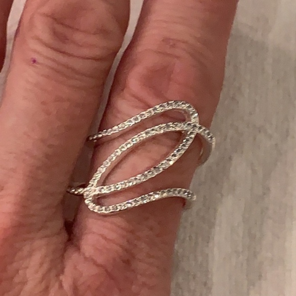 Simple elegant modern classic large swirl rhinestone open work classic silver